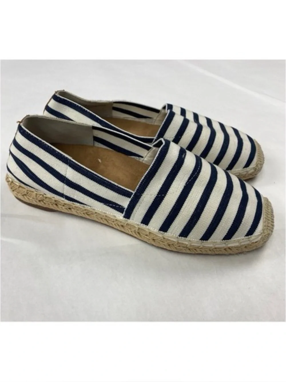 Vionic Vlerie Striped Espadrilles Flat Women's Size 8 Blue White Comfort